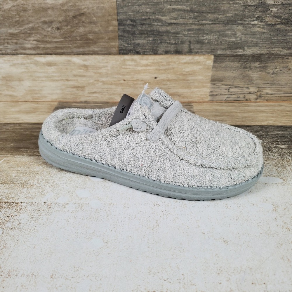 Hey Dude Wendy Slip Heathered Terry Womens Mule Sz 7 Light Gray Slip On Comfort
